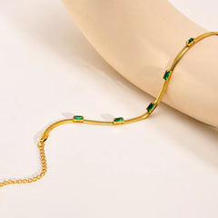 Emerald Baguette Gold Plated Bracelet