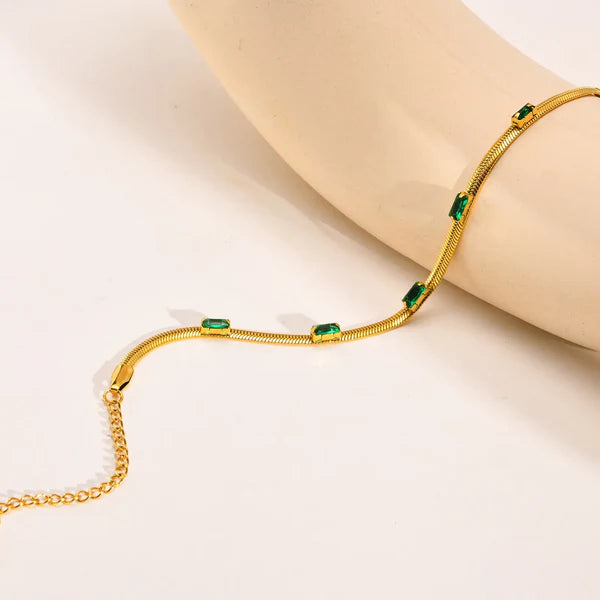 Emerald Baguette Gold Plated Bracelet