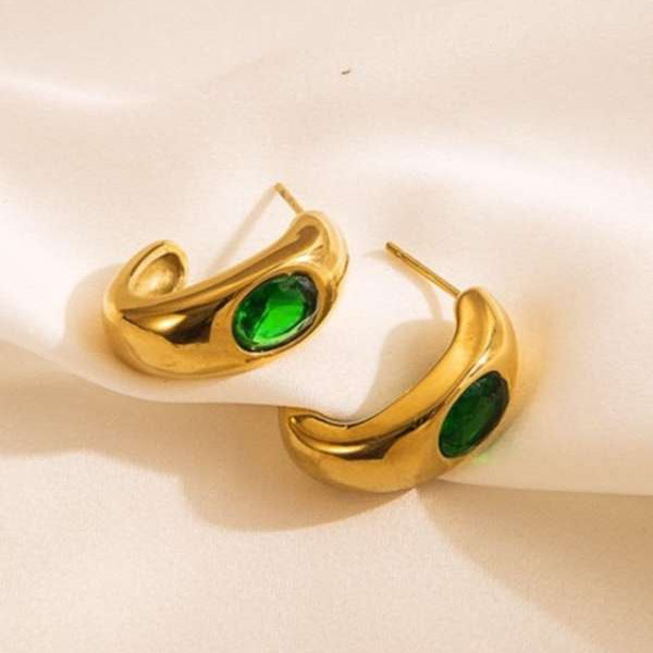 Emerald Orbit Mini Hoops