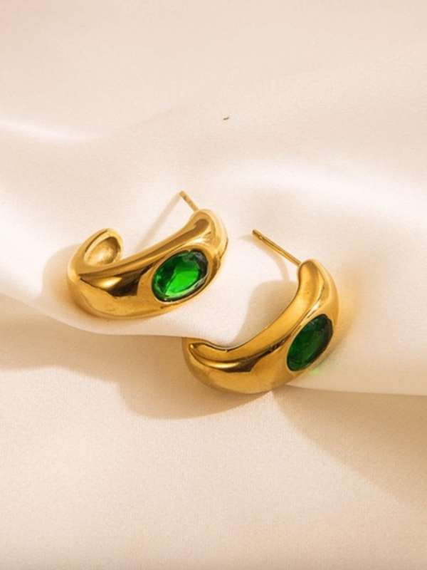 Emerald Orbit Mini Hoops