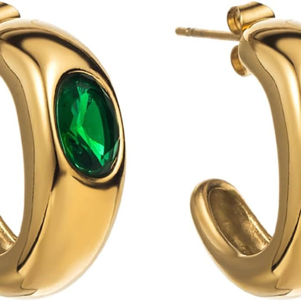 Emerald Orbit Mini Hoops
