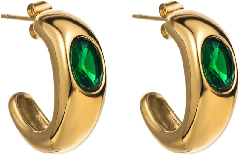 Emerald Orbit Mini Hoops