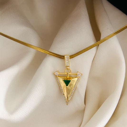 Emerald Prism Triangle Necklace
