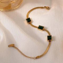 Emerald Trio Gold Plated Bracelet