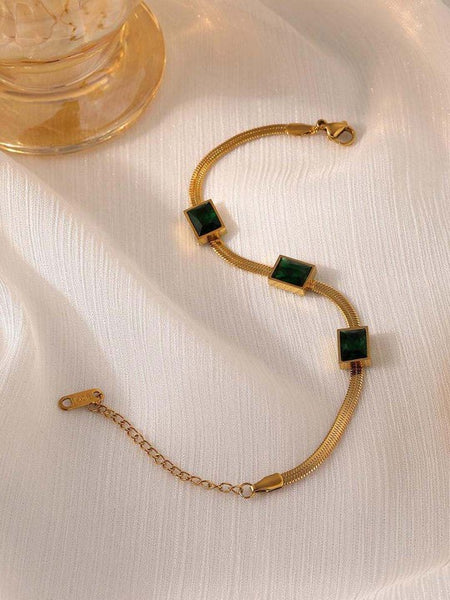 Emerald Trio Gold Plated Bracelet