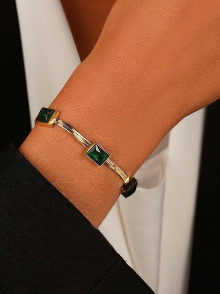 Emerald Trio Gold Plated Bracelet