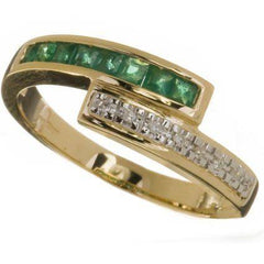 Emerald & Diamond Horizon Gold Ring