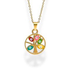 Enchanted Tree Evil Eye Pendant Necklace