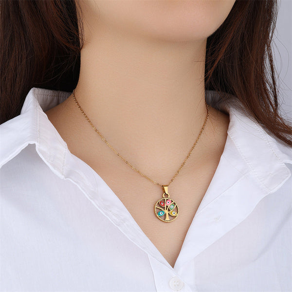 Enchanted Tree Evil Eye Pendant Necklace