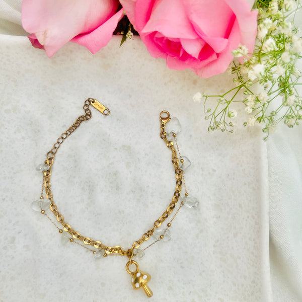 Forest Muse Mushroom Charm Chain Bracelet