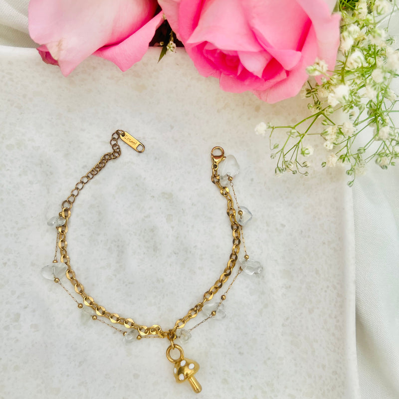 Forest Muse Mushroom Charm Chain Bracelet