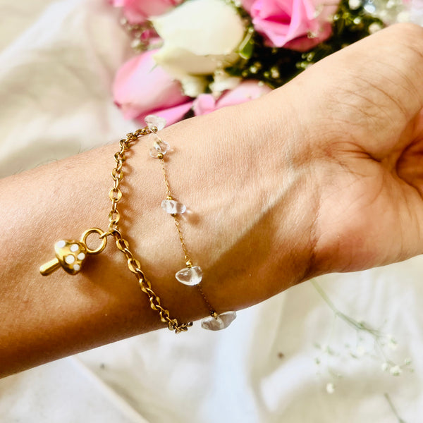 Forest Muse Mushroom Charm Chain Bracelet