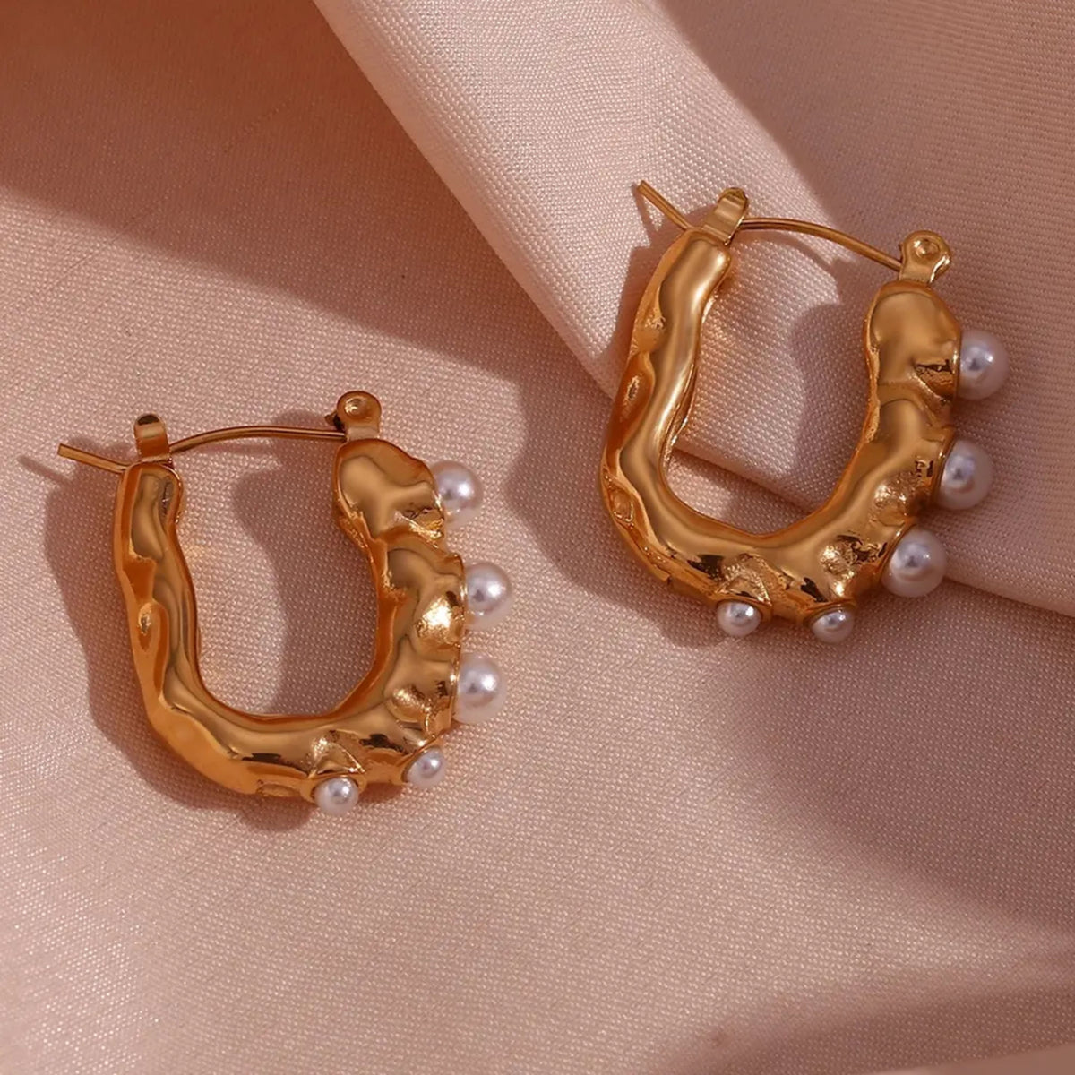 Gaia Organic Pearl Hoops – ENSIA 18K gold plated earrings