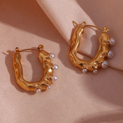 Gaia Organic Pearl Hoops – ENSIA 18K gold plated earrings