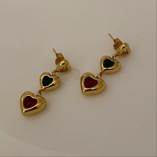 Gemstone Love Gold Plated Drop Earrings