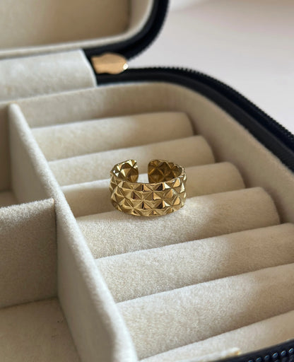Geo Luxe Adjustable Gold Ring