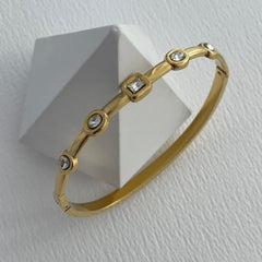 Geometric Radiance Crystal Cuff Bracelet