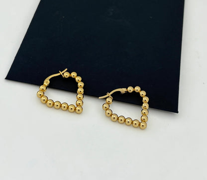 Gold Bead Hoop Earrings – ENSIA 18K gold plated