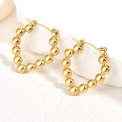 Gold Bead Hoop Earrings