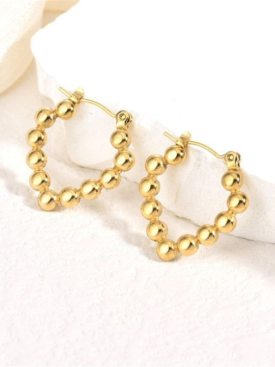 Gold Bead Hoop Earrings
