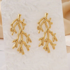Gold Plated Coral Branch Earrings