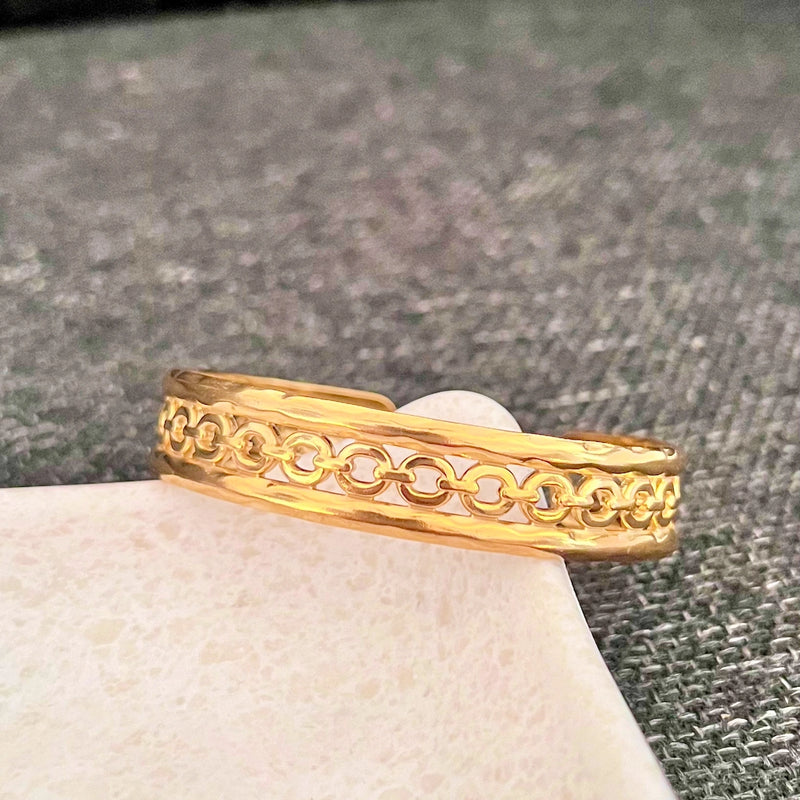 Golden Chain Link Cuff Bracelet