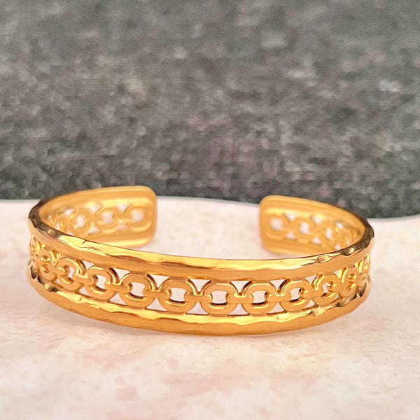Golden Chain Link Cuff Bracelet