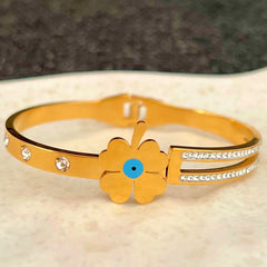 Golden Clover Charm Bangle