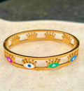Vivid Gaze Gold Plated Evil Eye Cuff Bracelet