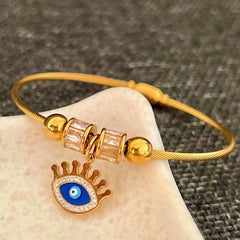 Golden Evil Eye Charm Bangle