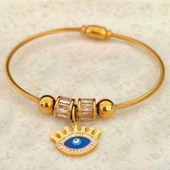 Golden Evil Eye Charm Bangle
