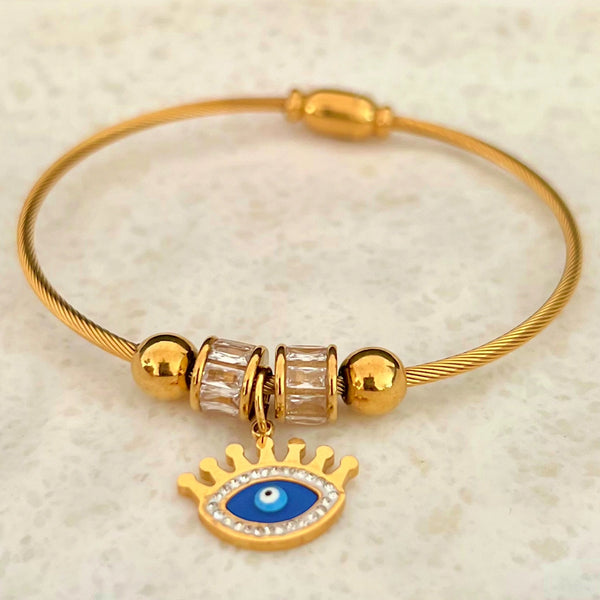 Golden Evil Eye Charm Bangle