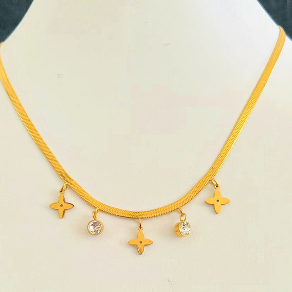 Golden Flower Charm Necklace