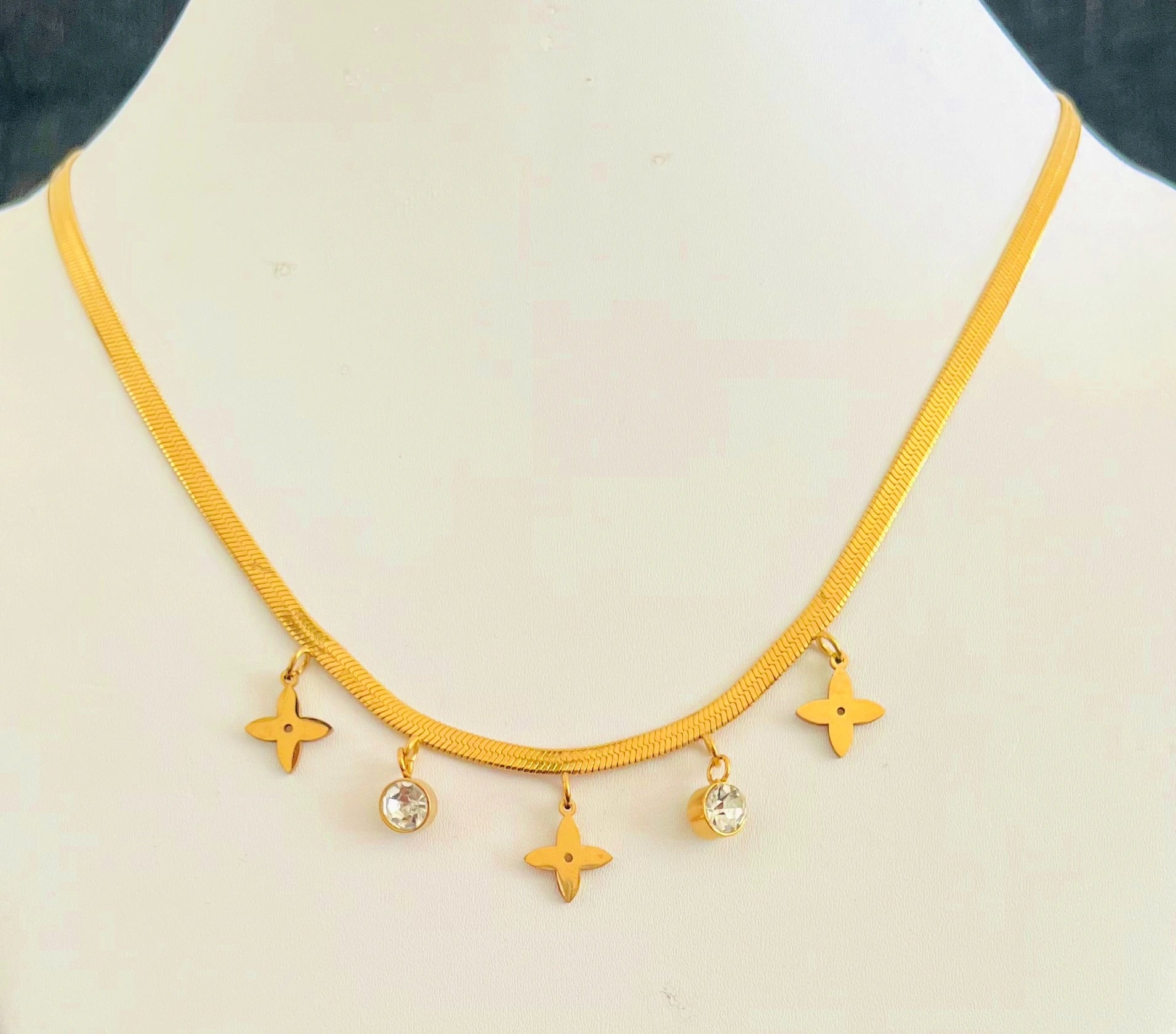Golden Flower Charm Necklace