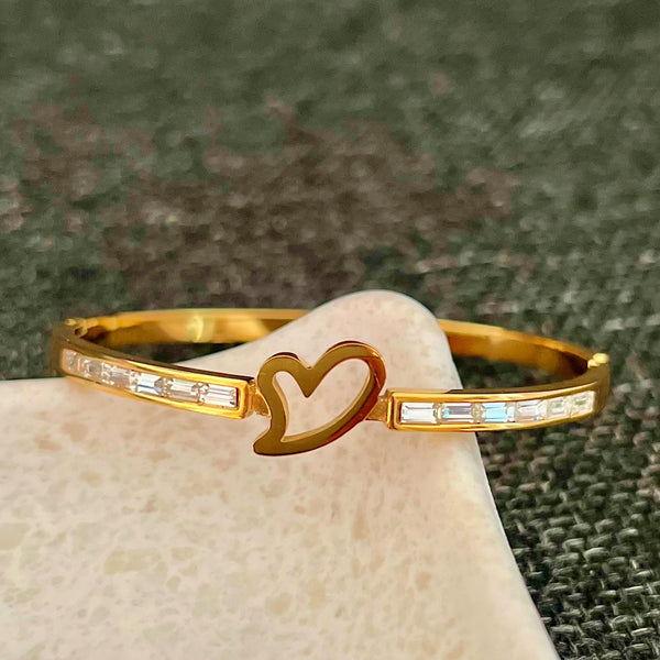 Golden Heart Bangle Bracelet