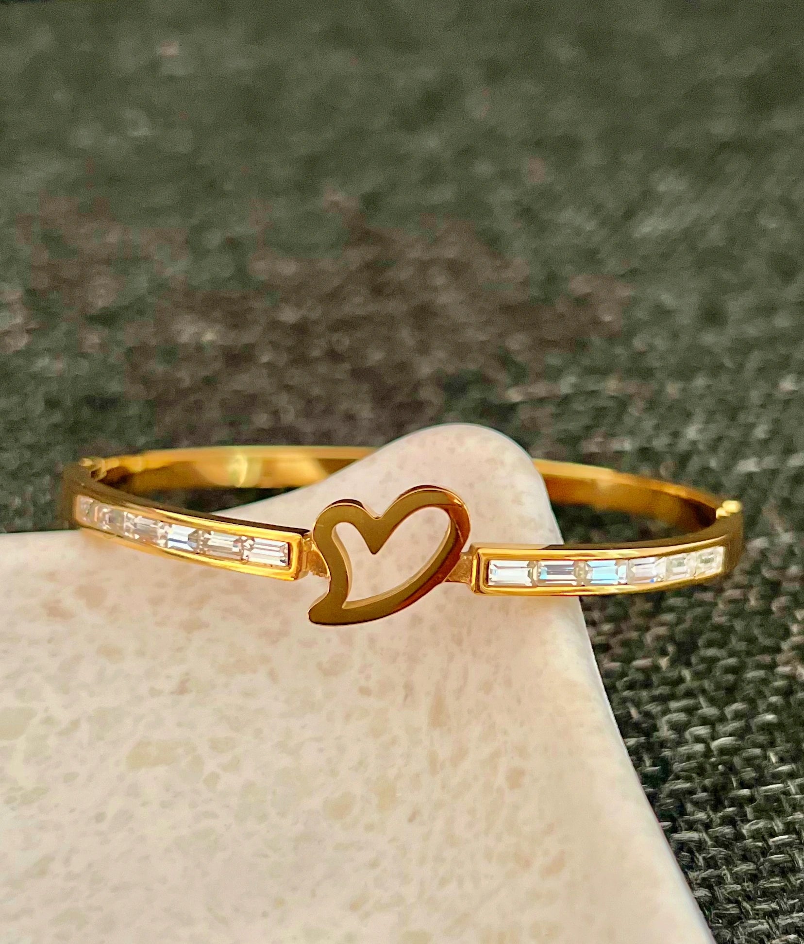 Golden Heart Bangle Bracelet