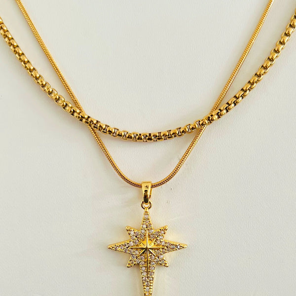 Golden North Star Layered Necklace