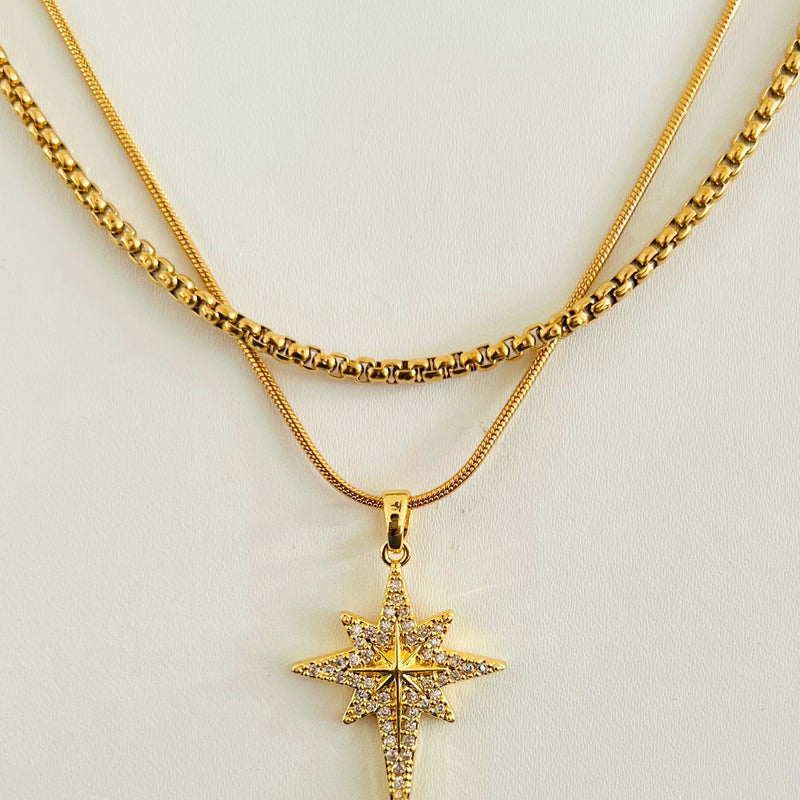 Golden North Star Layered Necklace