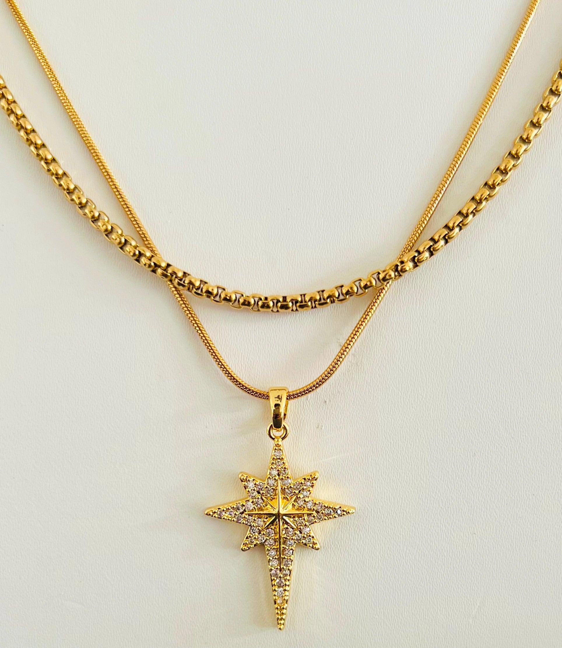 Golden North Star Layered Necklace