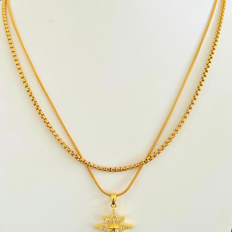 Golden North Star Layered Necklace