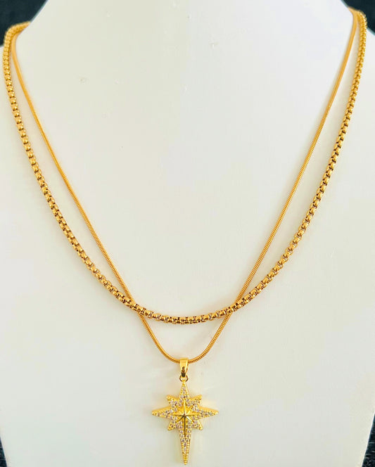 Golden North Star Layered Necklace