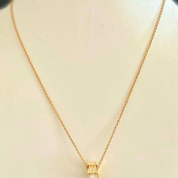 Golden Octagon Pendant Necklace