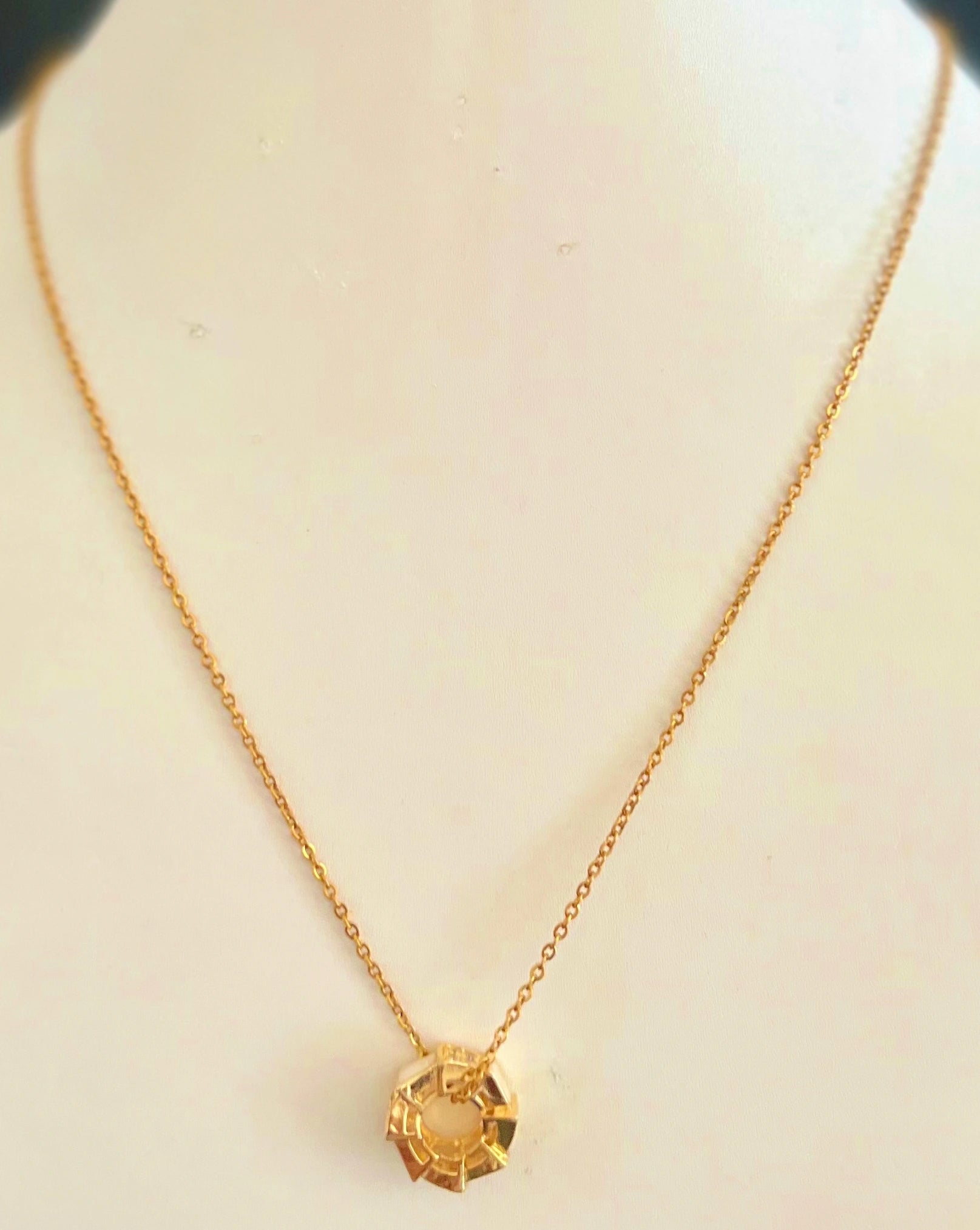 Golden Octagon Pendant Necklace