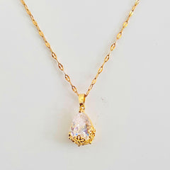 Golden Teardrop Crystal Necklace