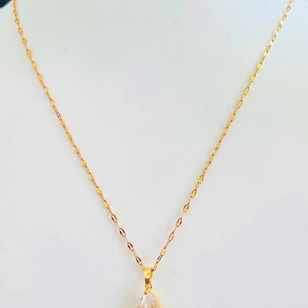 Golden Teardrop Crystal Necklace
