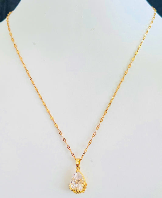 Golden Teardrop Crystal Necklace