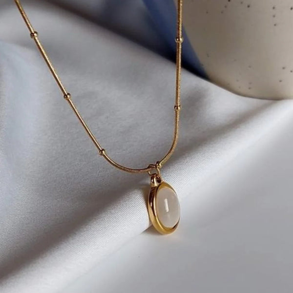 Golden Aura Oval Pendant Necklace