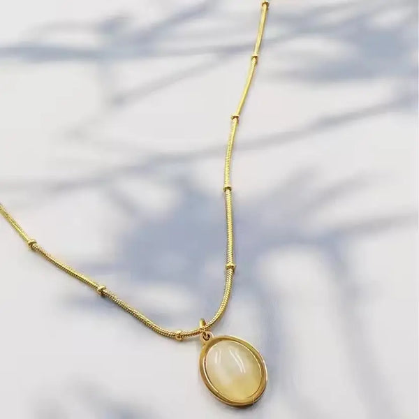 Golden Aura Oval Pendant Necklace