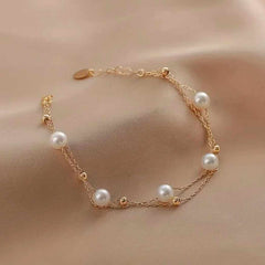 Golden Dewdrop Pearl Bracelet