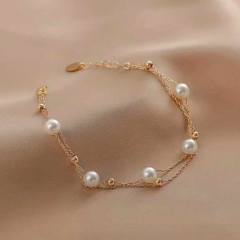 Golden Dewdrop Pearl Bracelet